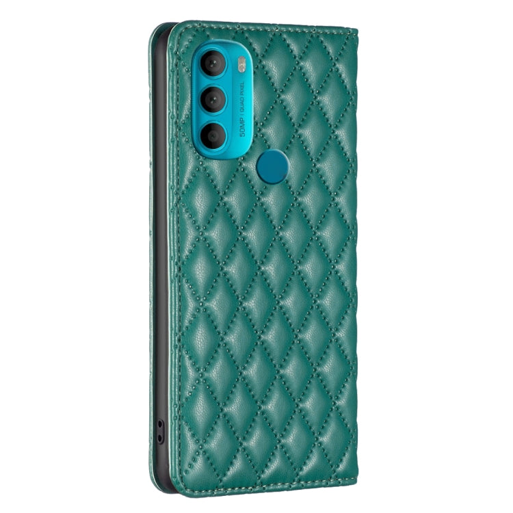 For Motorola Moto G71 Diamond Lattice Magnetic Leather Flip Phone Case