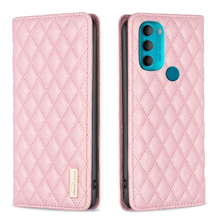 For Motorola Moto G71 Diamond Lattice Magnetic Leather Flip Phone Case