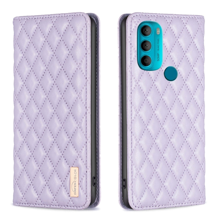 For Motorola Moto G71 Diamond Lattice Magnetic Leather Flip Phone Case