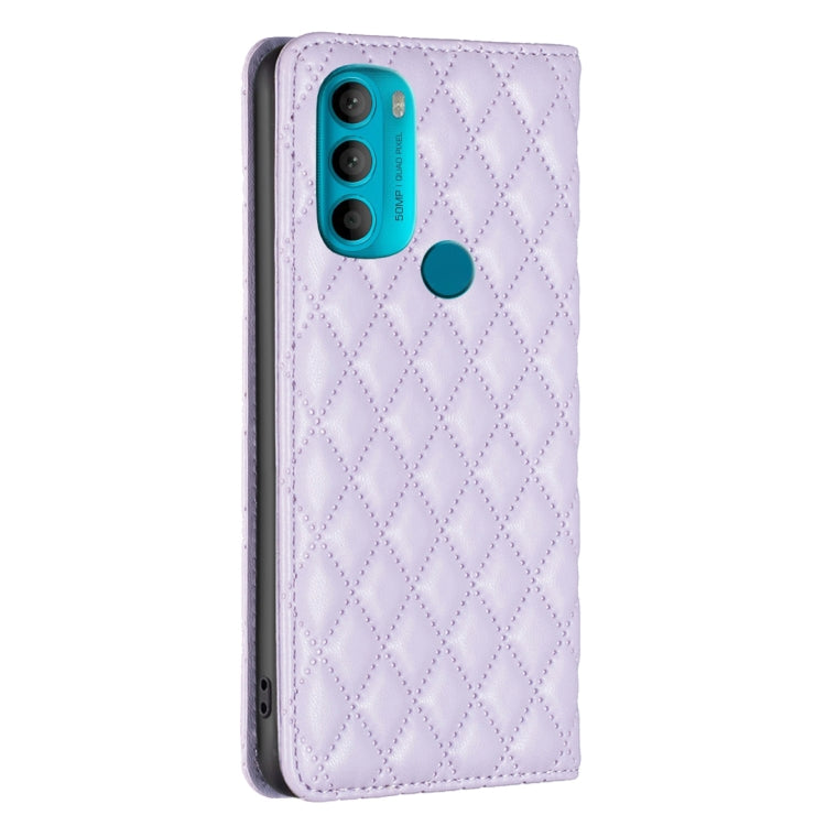 For Motorola Moto G71 Diamond Lattice Magnetic Leather Flip Phone Case