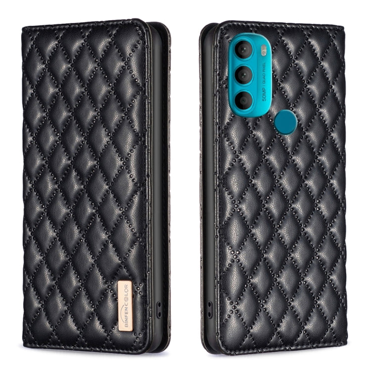 For Motorola Moto G71 Diamond Lattice Magnetic Leather Flip Phone Case