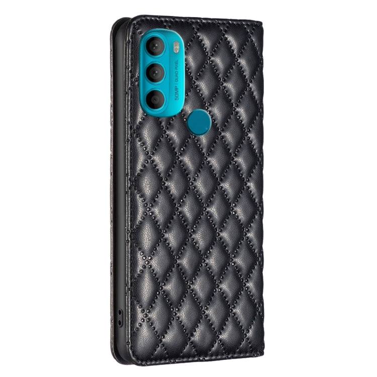 For Motorola Moto G71 Diamond Lattice Magnetic Leather Flip Phone Case
