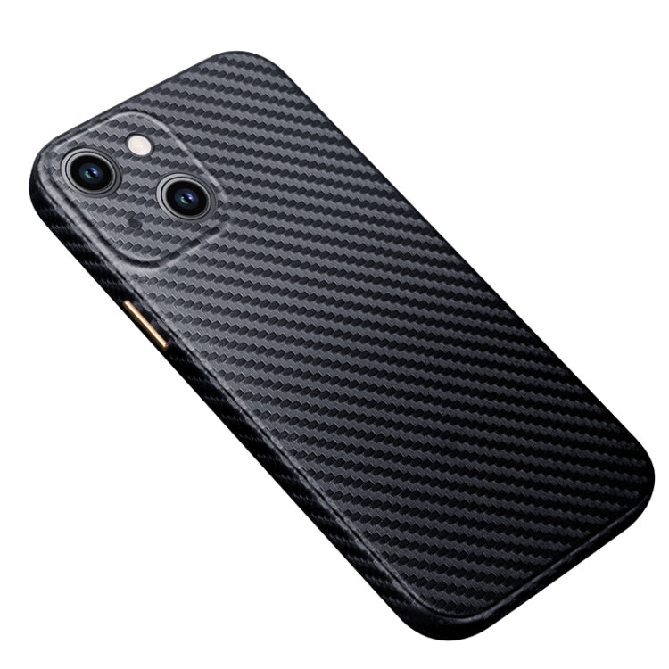 For iPhone 14 R-JUST Carbon Fiber Texture Kevlar Phone Case