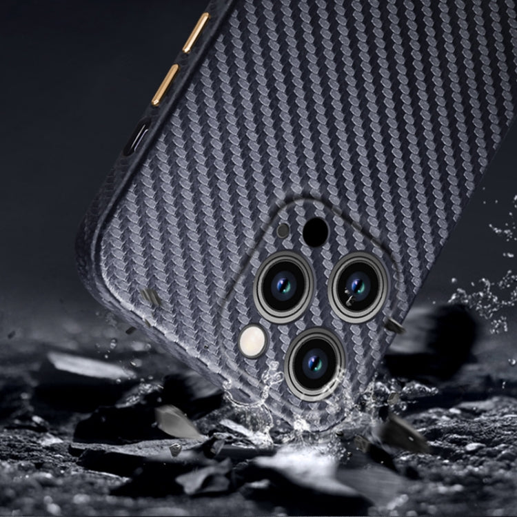 For iPhone 14 R-JUST Carbon Fiber Texture Kevlar Phone Case
