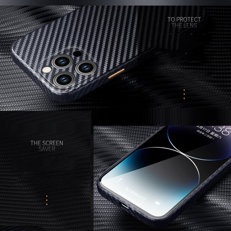 For iPhone 14 R-JUST Carbon Fiber Texture Kevlar Phone Case