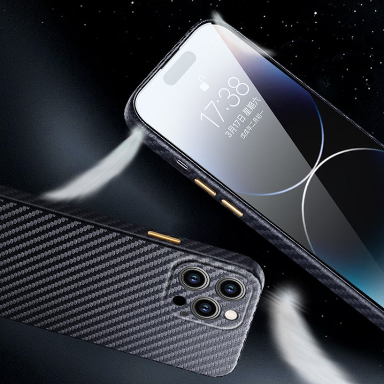 For iPhone 14 Plus R-JUST Carbon Fiber Texture Kevlar Phone Case