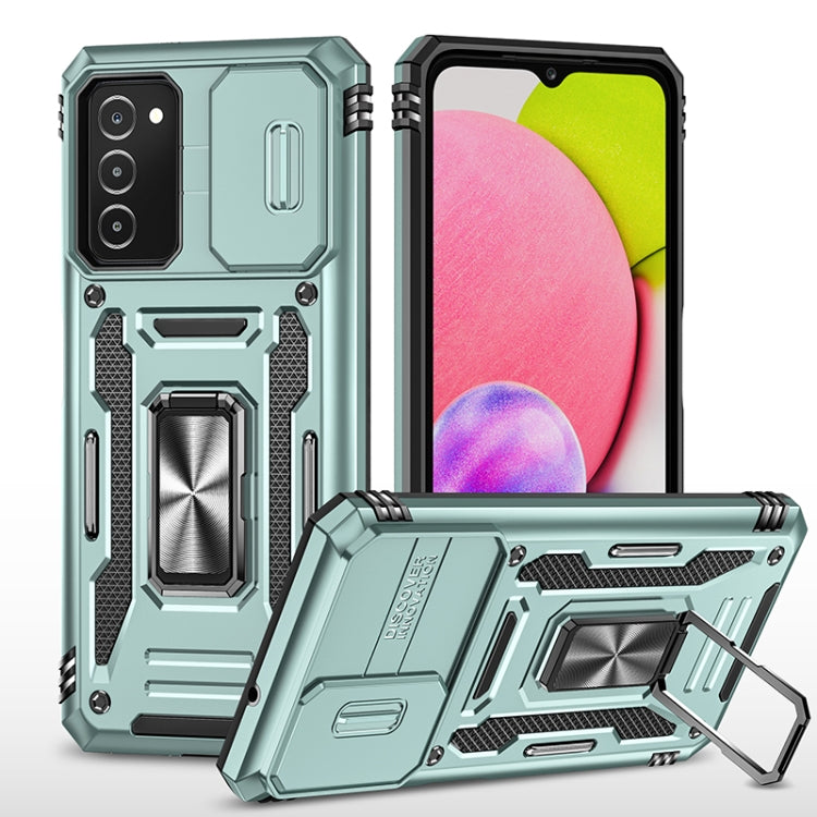 For Samsung Galaxy A03s Armor PC + TPU Camera Shield Phone Case