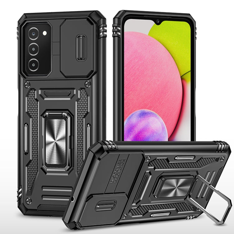 For Samsung Galaxy A03s Armor PC + TPU Camera Shield Phone Case