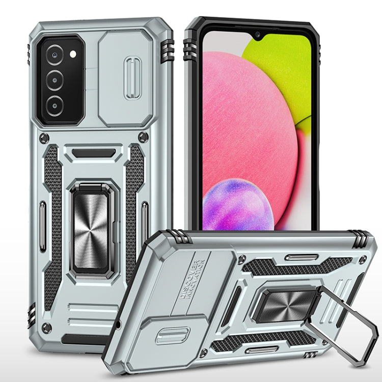 For Samsung Galaxy A03s Armor PC + TPU Camera Shield Phone Case