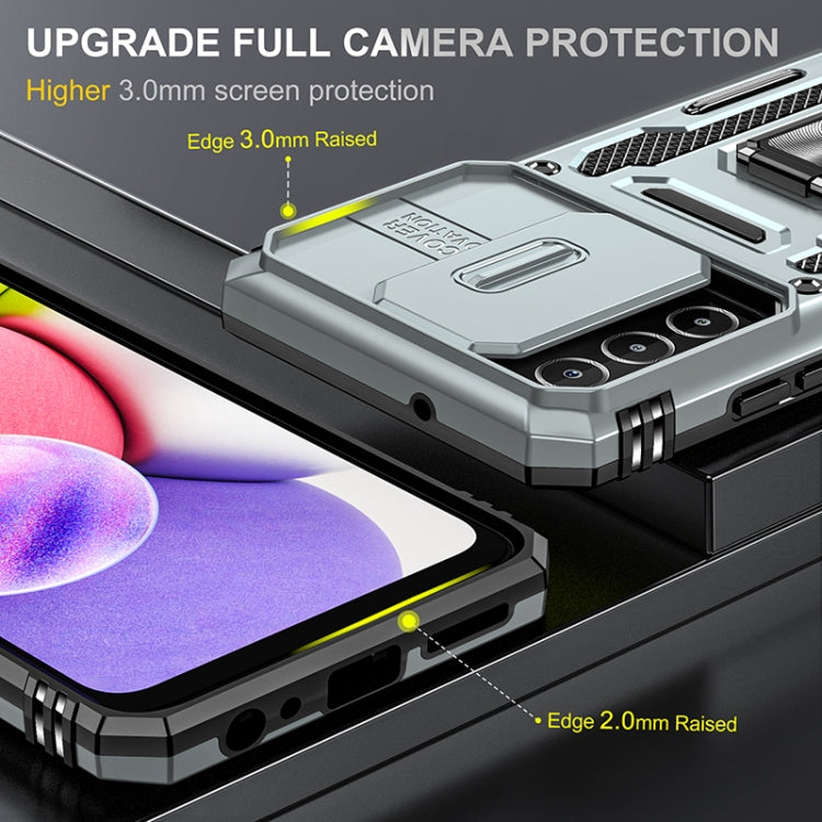 For Samsung Galaxy A03s Armor PC + TPU Camera Shield Phone Case