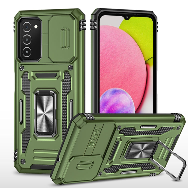 For Samsung Galaxy A03s Armor PC + TPU Camera Shield Phone Case