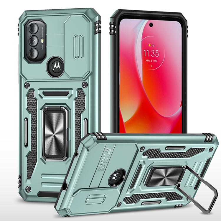 For Motorola Moto G Power 2022 Armor PC + TPU Camera Shield Phone Case