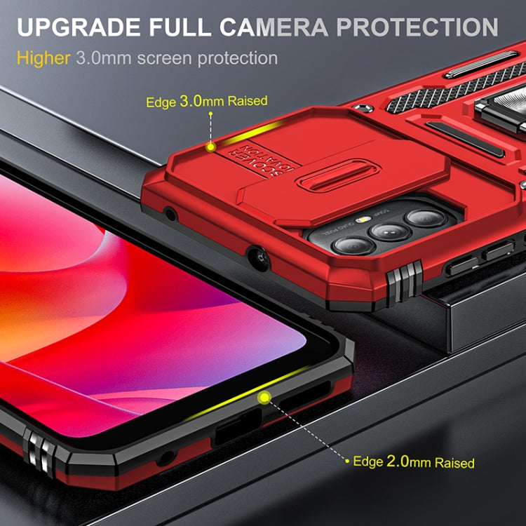 For Motorola Moto G Power 2022 Armor PC + TPU Camera Shield Phone Case