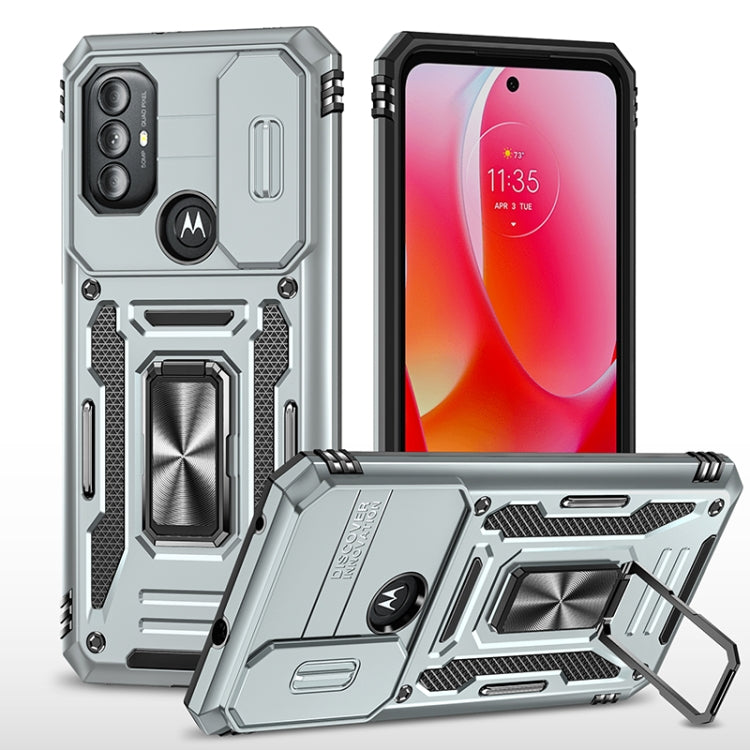 For Motorola Moto G Power 2022 Armor PC + TPU Camera Shield Phone Case