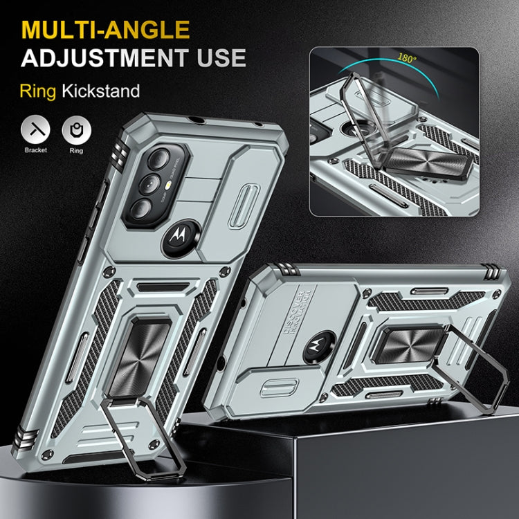 For Motorola Moto G Power 2022 Armor PC + TPU Camera Shield Phone Case