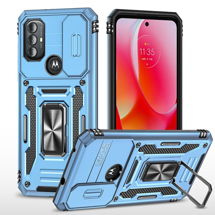 For Motorola Moto G Power 2022 Armor PC + TPU Camera Shield Phone Case