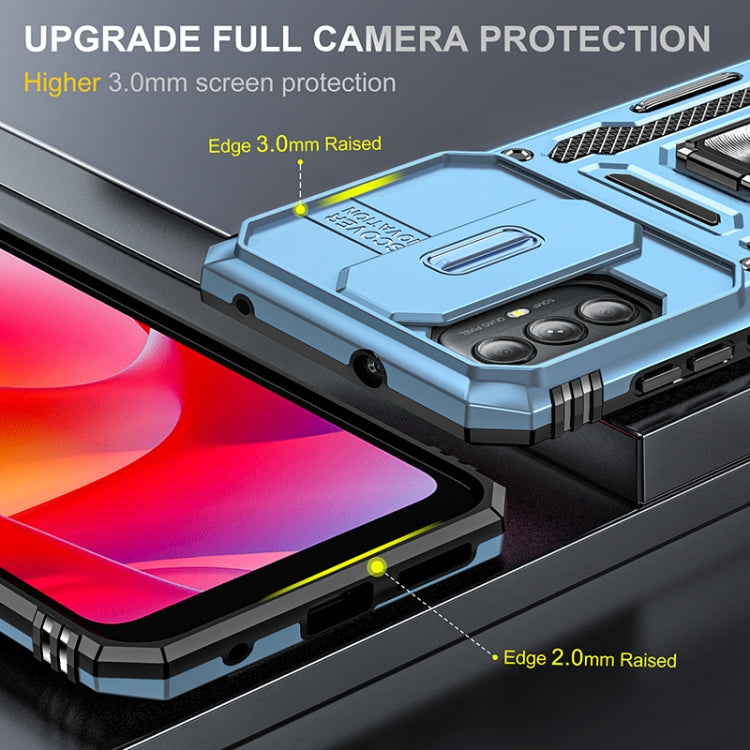 For Motorola Moto G Power 2022 Armor PC + TPU Camera Shield Phone Case