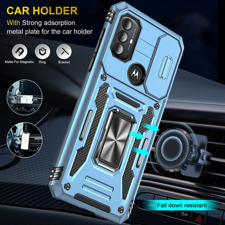 For Motorola Moto G Power 2022 Armor PC + TPU Camera Shield Phone Case