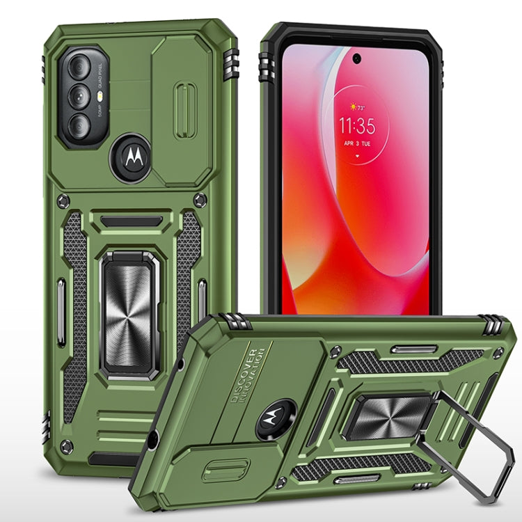For Motorola Moto G Power 2022 Armor PC + TPU Camera Shield Phone Case