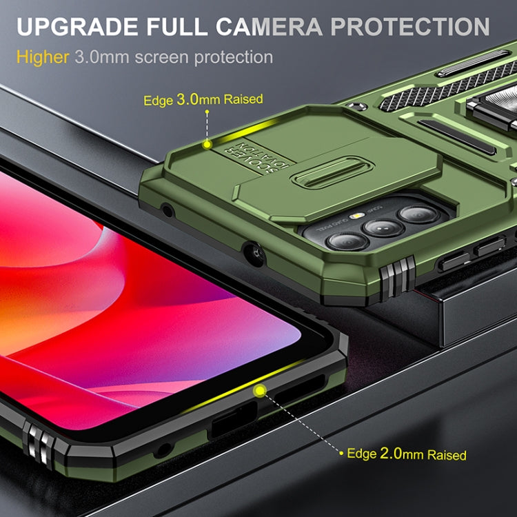 For Motorola Moto G Power 2022 Armor PC + TPU Camera Shield Phone Case
