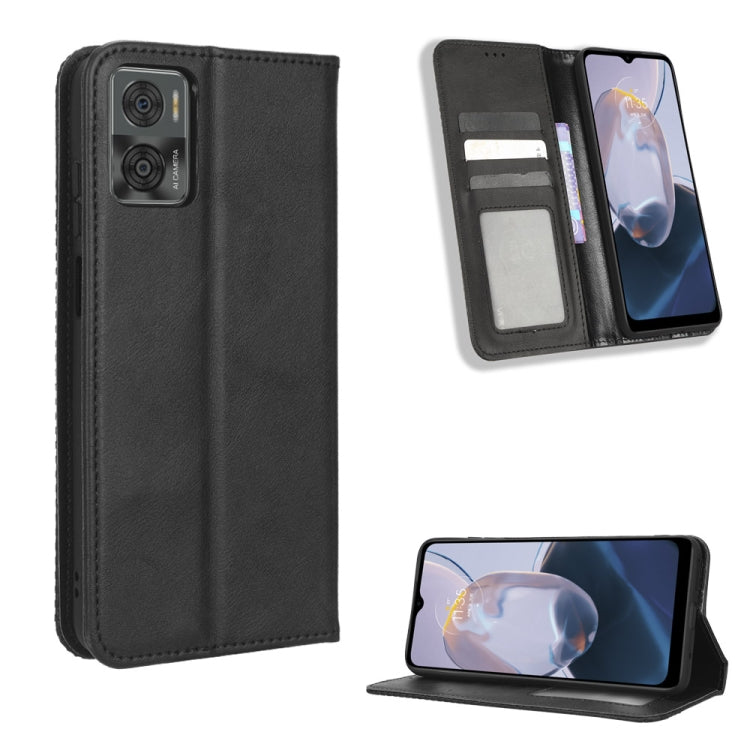 For Motorola Moto E22 / E22i Magnetic Buckle Retro Texture Leather Phone Case