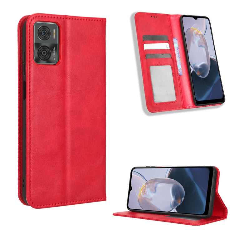 For Motorola Moto E22 / E22i Magnetic Buckle Retro Texture Leather Phone Case