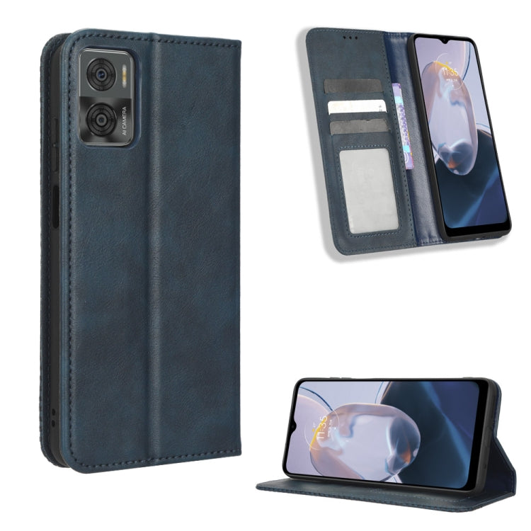 For Motorola Moto E22 / E22i Magnetic Buckle Retro Texture Leather Phone Case