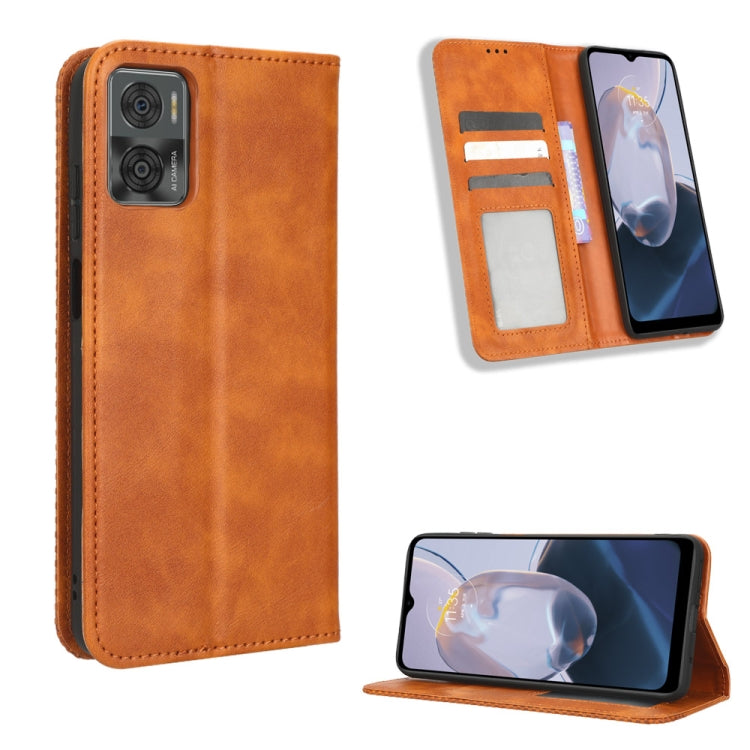 For Motorola Moto E22 / E22i Magnetic Buckle Retro Texture Leather Phone Case