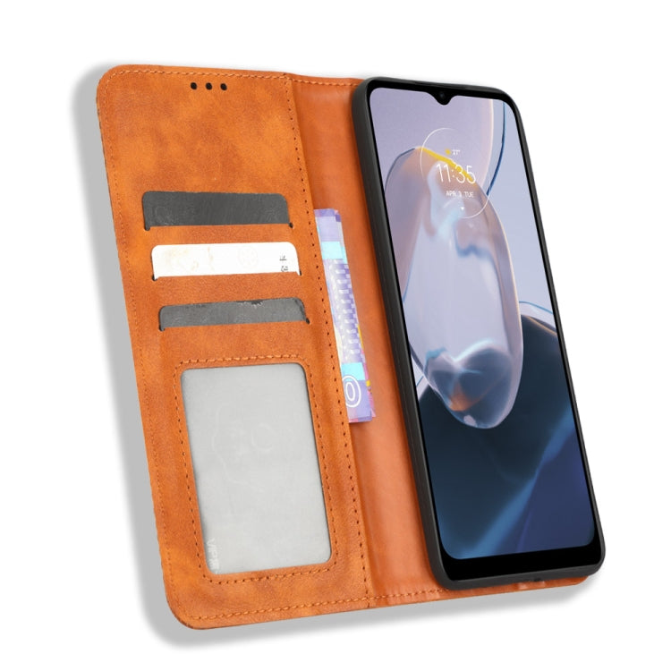 For Motorola Moto E22 / E22i Magnetic Buckle Retro Texture Leather Phone Case