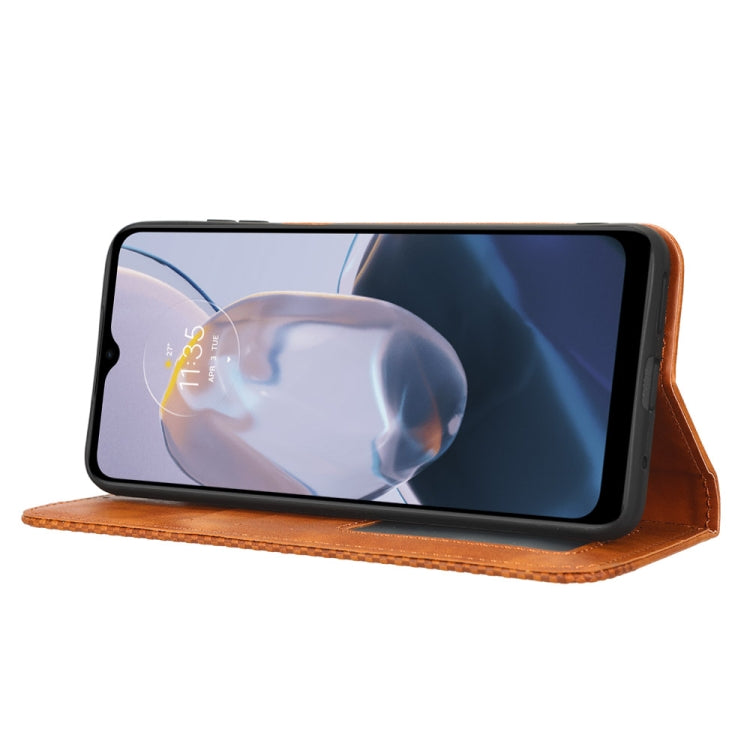 For Motorola Moto E22 / E22i Magnetic Buckle Retro Texture Leather Phone Case