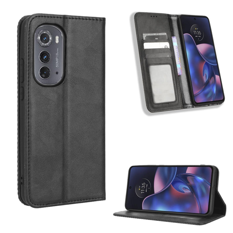 For Motorola Edge 2022 Magnetic Buckle Retro Texture Leather Phone Case