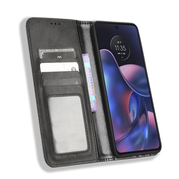 For Motorola Edge 2022 Magnetic Buckle Retro Texture Leather Phone Case