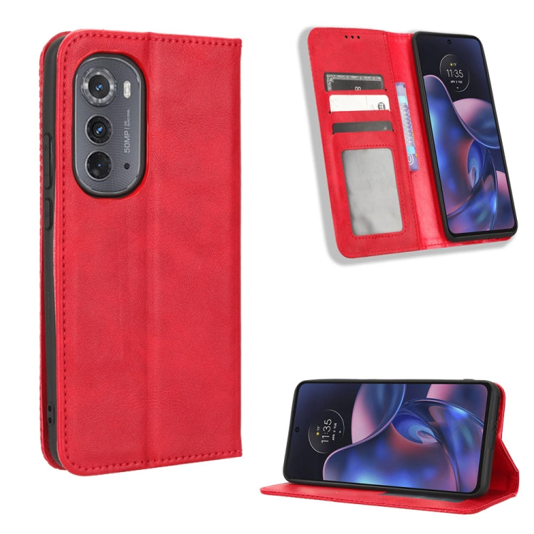 For Motorola Edge 2022 Magnetic Buckle Retro Texture Leather Phone Case
