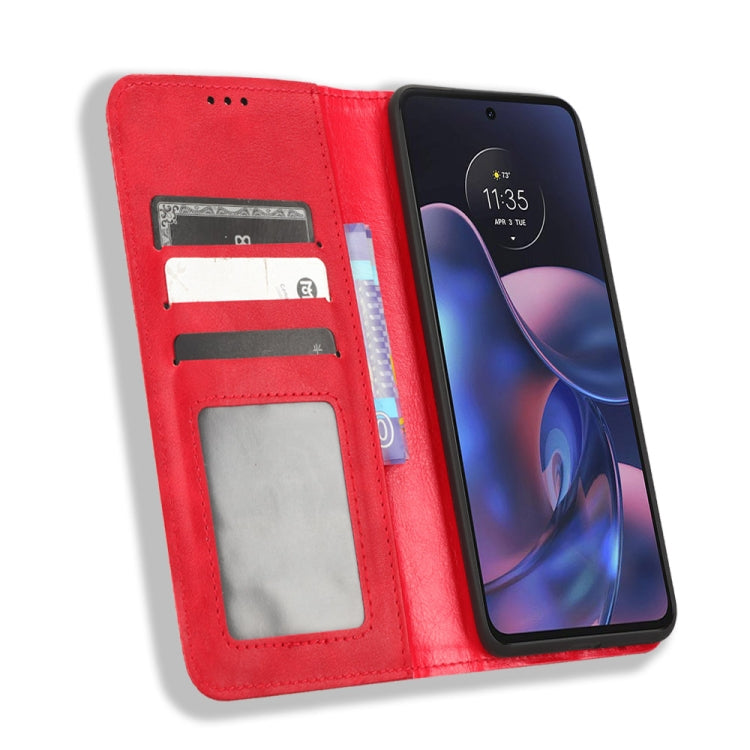 For Motorola Edge 2022 Magnetic Buckle Retro Texture Leather Phone Case