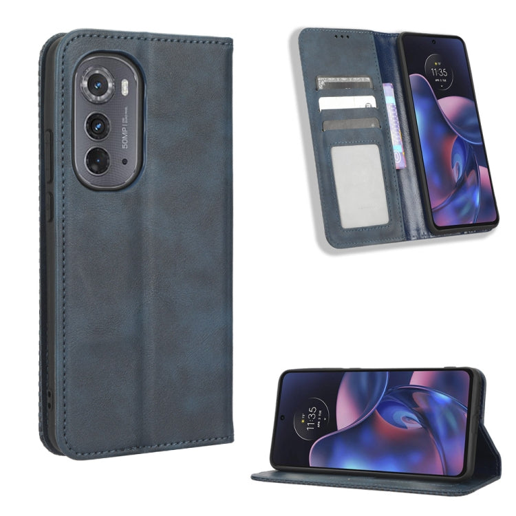 For Motorola Edge 2022 Magnetic Buckle Retro Texture Leather Phone Case