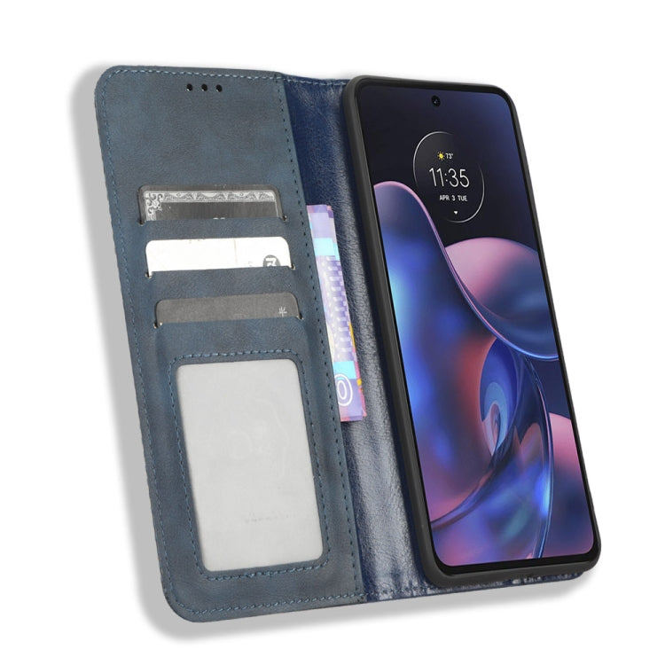 For Motorola Edge 2022 Magnetic Buckle Retro Texture Leather Phone Case