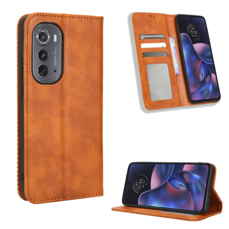 For Motorola Edge 2022 Magnetic Buckle Retro Texture Leather Phone Case
