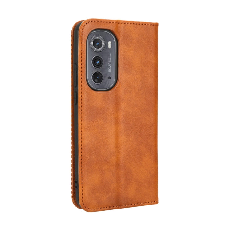 For Motorola Edge 2022 Magnetic Buckle Retro Texture Leather Phone Case