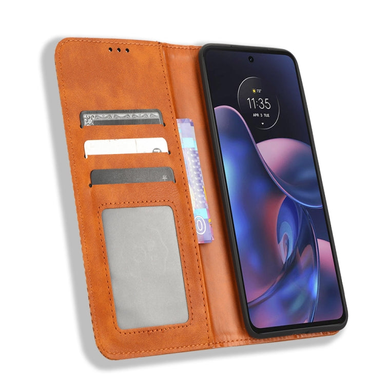 For Motorola Edge 2022 Magnetic Buckle Retro Texture Leather Phone Case