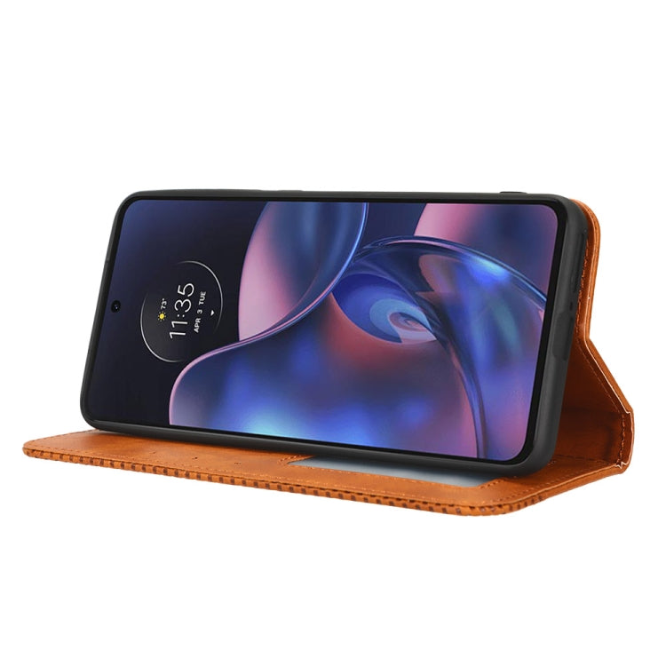 For Motorola Edge 2022 Magnetic Buckle Retro Texture Leather Phone Case