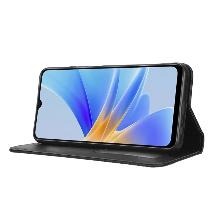 For OPPO A17 Magnetic Buckle Retro Texture Leather Phone Case