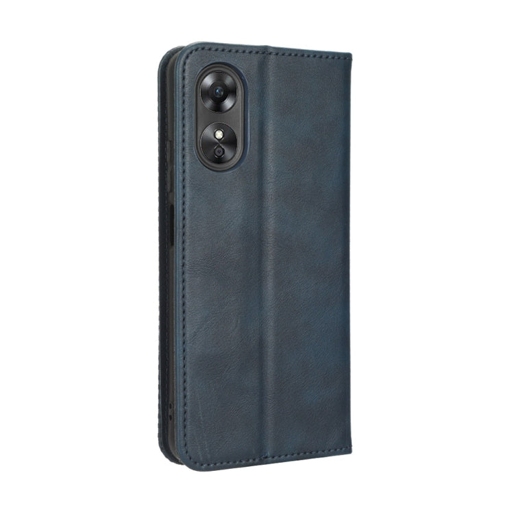 For OPPO A17 Magnetic Buckle Retro Texture Leather Phone Case