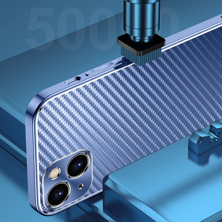For iPhone 14 Metal Frame Carbon Fiber Phone Case(Black)
