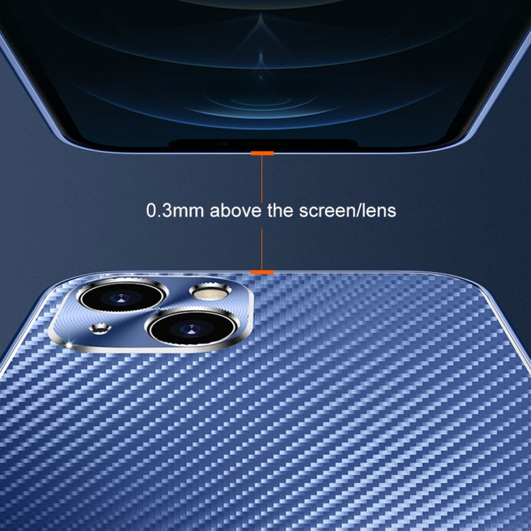 For iPhone 14 Pro Max Metal Frame Carbon Fiber Phone Case(Blue)