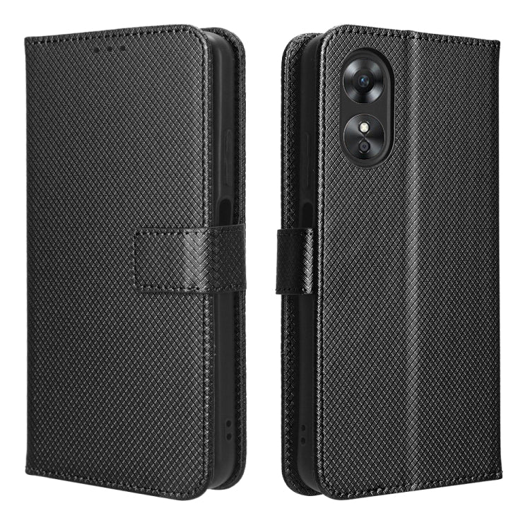 For OPPO A17 Diamond Texture Leather Phone Case