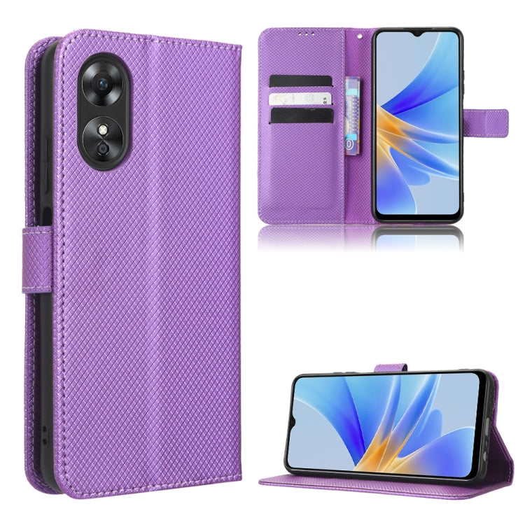For OPPO A17 Diamond Texture Leather Phone Case