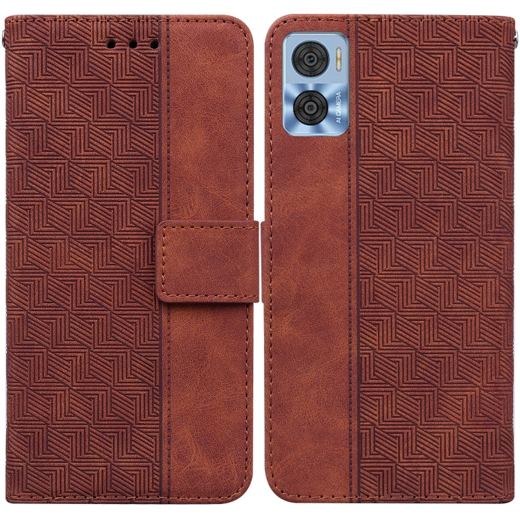 For Motorola Moto E22/E22i Geometric Embossed Flip Leather Phone Case