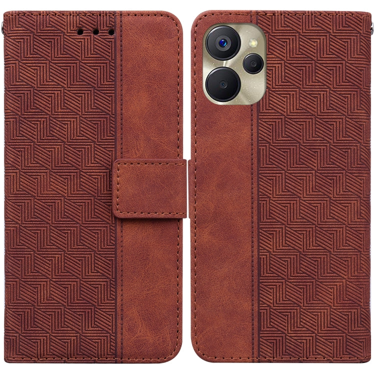 For Realme 9i 5G Geometric Embossed Flip Leather Phone Case