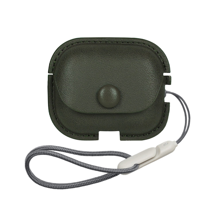 For AirPods Pro 2 Litchi Texture PU Leather Earphone Protective Case with Lanyard