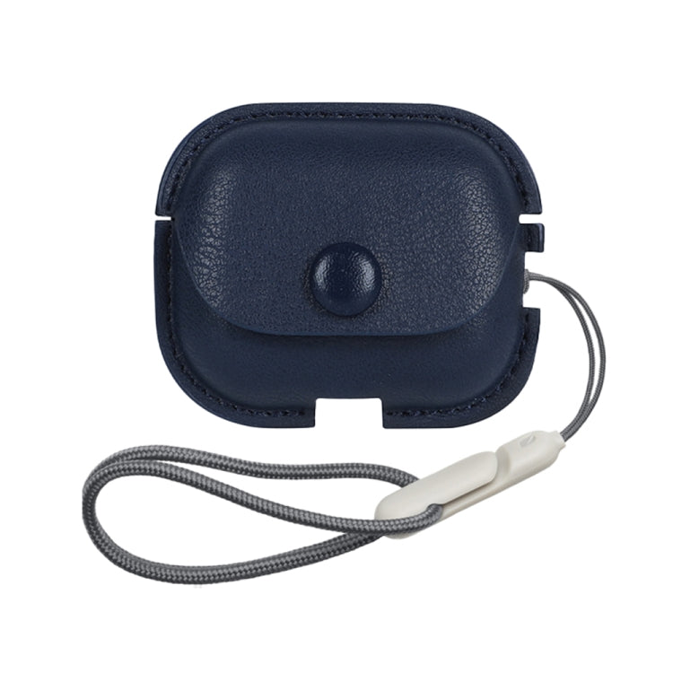 For AirPods Pro 2 Litchi Texture PU Leather Earphone Protective Case with Lanyard